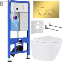 Унитаз подвесной Roxen Antares в комплекте с инсталляцией StounFix Dual Fresh 6 в 1 968011 (кнопка: золото глянцевое ) - Изображение №1 — Chaika Market