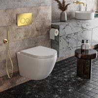 Унитаз подвесной Roxen Antares в комплекте с инсталляцией StounFix Dual Fresh 6 в 1 968011 (кнопка: золото глянцевое ) - Изображение №8 — Chaika Market