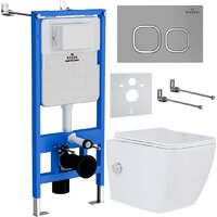 Унитаз подвесной Roxen Cube Bidet One Rimless 6 в 1 StounFix Dual Fresh 569118 (кнопка: матовая) — Chaika Market