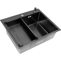 Кухонная мойка ARFEKA Eco AR мойка 600*500, коландер G, дозатор Black — Chaika Market
