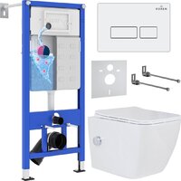 Унитаз подвесной Roxen Cube Bidet в комплекте с инсталляцией StounFix Dual Fresh 6 в 1 577477 (кнопка: белый глянец) — Chaika Market