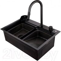 Кухонная мойка Abber Wasser Kreis AF2194B (черный матовый) — Chaika Market