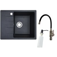 Кухонная мойка БелЭворс Mila R + смеситель W74004-2 + дозатор L405F (черный) — Chaika Market
