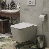 Унитаз подвесной Roxen Cube в комплекте с инсталляцией StounFix Dual Fresh 6 в 1 966775 (кнопка: серый гранит) - Изображение №8 — Chaika Market