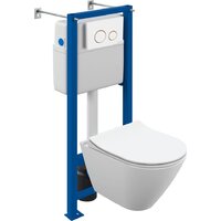 Унитаз подвесной Cersanit City Smart CO DPL EO Slim (с кнопкой Twins 63535 белый/золото) — Chaika Market