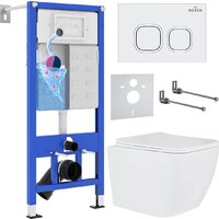 Унитаз подвесной Roxen Cube в комплекте с инсталляцией StounFix Dual Fresh 6 в 1 534002 (кнопка: белый глянец) — Chaika Market