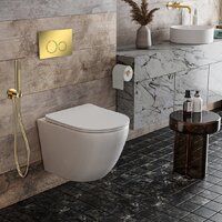 Унитаз подвесной Roxen Antares в комплекте с инсталляцией StounFix Dual Fresh 6 в 1 968010 (кнопка: золото глянцевое ) - Изображение №8 — Chaika Market