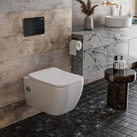 Унитаз подвесной Roxen Cube Bidet One Rimless 6 в 1 StounFix Dual Fresh 583046 (кнопка: черный матовый) - Изображение №8 — Chaika Market