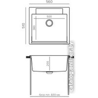 Кухонная мойка Polygran Argo 560 (кремовый) - Изображение №4 — Chaika Market