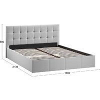 Кровать Трия Эмма с ПМ 160x200 (велюр Confetti Silver) - Изображение №5 — Chaika Market