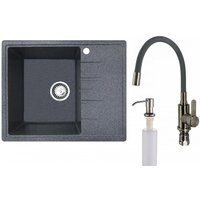 Кухонная мойка БелЭворс Mila L + смеситель W74004-9 + дозатор L405-1 (серый/сатин) — Chaika Market