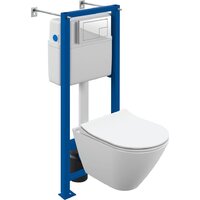 Унитаз подвесной Cersanit City Smart CO DPL EO Slim (с кнопкой Corner 64077 белый) — Chaika Market