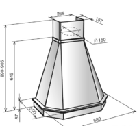 Кухонная вытяжка Elikor Камин Грань 90П-650-П3Л (бежевый/дуб неокрашенный) (840772) - Изображение №2 — Chaika Market