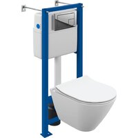 Унитаз подвесной Cersanit City Smart CO DPL EO Slim (с кнопкой Corner 64108 хром глянцевый) — Chaika Market
