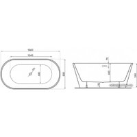 Ванна Polimat Uzo 160x80 (отдельностощая, белый) - Изображение №3 — Chaika Market