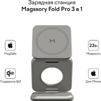 Беспроводное зарядное Magssory Fold Pro 3 в 1 WCH063 (титановый) - Изображение №8 — Chaika Market