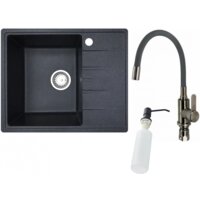 Кухонная мойка БелЭворс Mila L + смеситель W74004-2 + дозатор L405F (черный) — Chaika Market