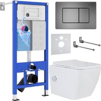 Унитаз подвесной Roxen Cube Bidet One Rimless 6 в 1 StounFix Dual Fresh 623444 (оружейная сталь/металл) — Chaika Market
