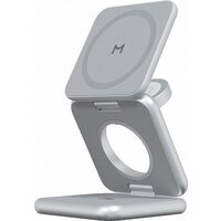 Беспроводное зарядное Magssory Fold Pro 3 в 1 WCH063 (серебристый) — Chaika Market