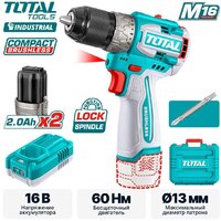 Дрель-шуруповерт Total TDLI16682 (с 2-мя АКБ, кейс) — Chaika Market