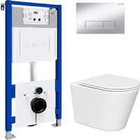 Унитаз подвесной Lauter Longer 2110822 с кнопкой 219703HD (узкая, сатин) - Изображение №2 — Chaika Market