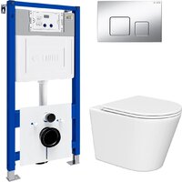 Унитаз подвесной Lauter Longer 2110822 с кнопкой 219703F (квадратная, сатин) - Изображение №2 — Chaika Market