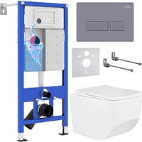 Унитаз подвесной Roxen Boro в комплекте с инсталляцией StounFix Dual Fresh 6 в 1 966786 (кнопка: серый гранит) — Chaika Market