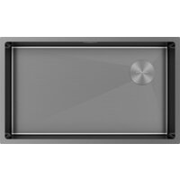 Кухонная мойка Paulmark NEXT-SKEW 74 Uni PM887444-GM (черный/вороненая сталь) - Изображение №1 — Chaika Market