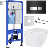 Унитаз подвесной Roxen Antares One Rimless 6 в 1 StounFix Dual Fresh 643669 (чёрное стекло) — Chaika Market