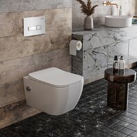 Унитаз подвесной Roxen Cube Bidet One Rimless 6 в 1 StounFix Dual Fresh 640526 (белое стекло) - Изображение №11 — Chaika Market