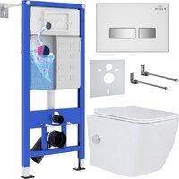 Унитаз подвесной Roxen Cube Bidet One Rimless 6 в 1 StounFix Dual Fresh 640526 (белое стекло) — Chaika Market