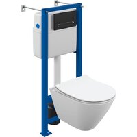 Унитаз подвесной Cersanit City Smart CO DPL EO Slim (с кнопкой Estetica 64112 черный/хром) — Chaika Market