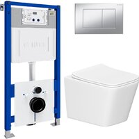 Унитаз подвесной Lauter Square 214903 с кнопкой 219703J (прямоугольная, сатин) - Изображение №2 — Chaika Market