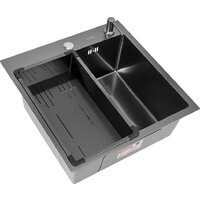 Кухонная мойка ARFEKA Eco AR мойка 500*500, коландер G, дозатор Black Decor — Chaika Market