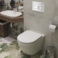 Унитаз подвесной Roxen Antares One Rimless 6 в 1 StounFix Dual Fresh 634261 (белое стекло) - Изображение №9 — Chaika Market