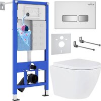 Унитаз подвесной Roxen Antares One Rimless 6 в 1 StounFix Dual Fresh 634261 (белое стекло) — Chaika Market