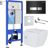 Унитаз подвесной Roxen Cube Bidet One Rimless 6 в 1 StounFix Dual Fresh 649838 (чёрное стекло) — Chaika Market