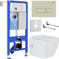 Унитаз подвесной Roxen Cube bidet в комплекте с инсталляцией StounFix Dual Fresh 6 в 1 966682 (кнопка: бежевый) — Chaika Market