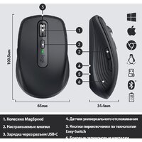 Мышь Logitech MX Anywhere 3 (графитовый) - Изображение №7 — Chaika Market