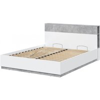 Кровать Интерлиния Quartz QZ-К160 с ПМ (белый платинум/бетон) — Chaika Market