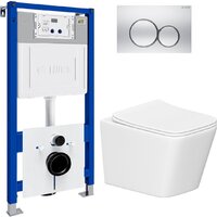 Унитаз подвесной Lauter Square 214903 с кнопкой 219703E (круглая, сатин) - Изображение №2 — Chaika Market