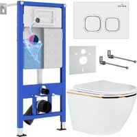 Унитаз подвесной Roxen Antares Gold в комплекте с инсталляцией StounFix Dual Fresh 6 в 1 807054 (кнопка: белый глянец) — Chaika Market