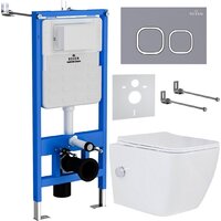 Унитаз подвесной Roxen Cube bidet в комплекте с инсталляцией StounFix Dual Fresh 6 в 1 966426 (кнопка: серый бетон) — Chaika Market