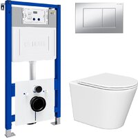 Унитаз подвесной Lauter Longer 2110822 с кнопкой 219703J (прямоугольная, сатин) - Изображение №2 — Chaika Market