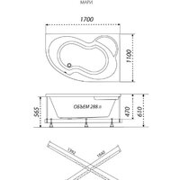 Ванна Triton Мари гидромассажная 170х110R Базовая - Изображение №3 — Chaika Market