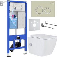 Унитаз подвесной Roxen Cube bidet в комплекте с инсталляцией StounFix Dual Fresh 6 в 1 966246 (кнопка: бежевый) — Chaika Market