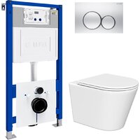 Унитаз подвесной Lauter Longer 2110822 с кнопкой 219703E (круглая, сатин) - Изображение №2 — Chaika Market