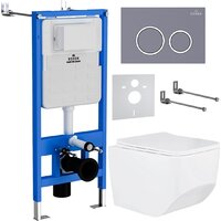 Унитаз подвесной Roxen Boro в комплекте с инсталляцией StounFix Dual Fresh 6 в 1 966110 (кнопка: серый бетон) — Chaika Market