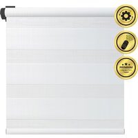 Рулонная электроштора НеоФьюжен Баланс 210х250 левая (белый, черная фурнитура) — Chaika Market