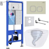 Унитаз подвесной Roxen Antares Tornado в комплекте с инсталляцией StounFix Dual Fresh 6 в 1 968388 (кнопка: пастель бежевый) - Изображение №1 — Chaika Market